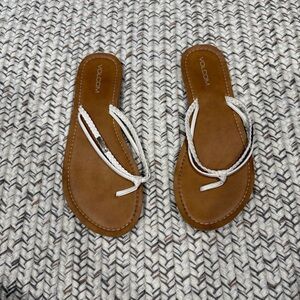 Volcom Brown and White Flip Flops